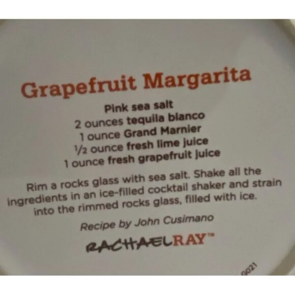 Rachael‎ Ray Cocktails Grapefruit Margarita Party Plate (s)